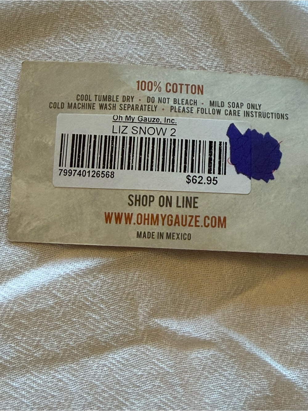 Oh My Gauze Liz Snow White Cotton Gauze Dress Size 2 Small NWT Lagenlook Boho - Picture 9 of 11